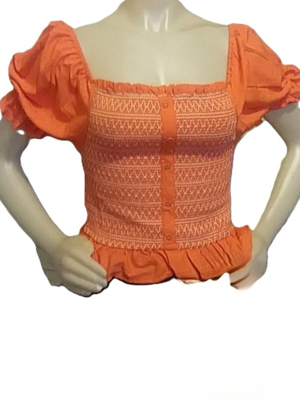 Girl Soul Smocked Crop Top w/Cap Sleeves  XL , NWT